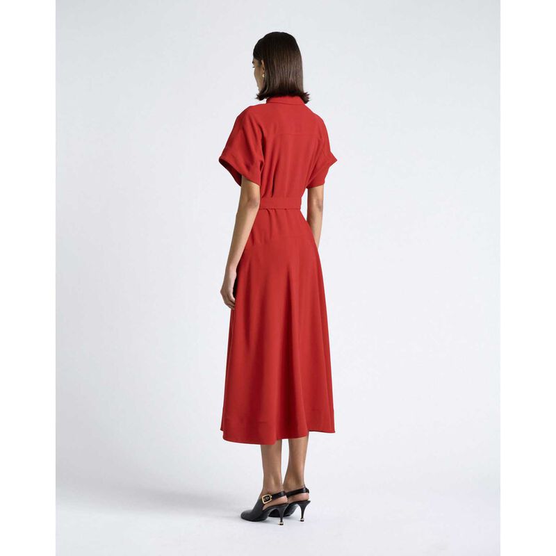 Cue Cherry Crepe Midi Shirt Dress image number 1